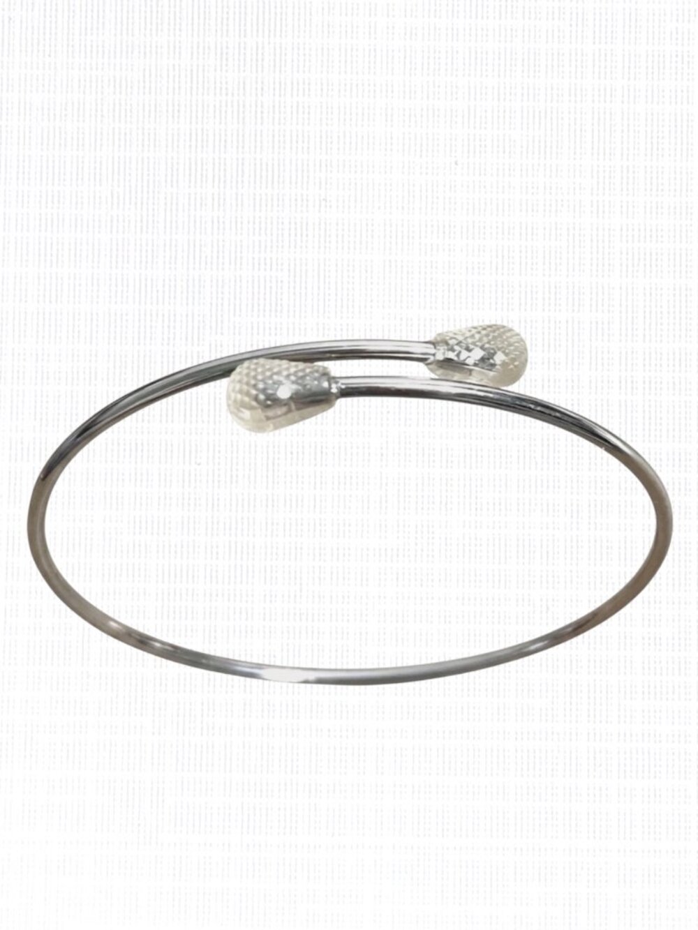 Vtg Bracelet Silver Tone Metal Wire Bangle Clear Textured Bulb Tips Minimalist